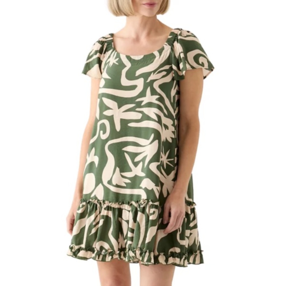 Robbie Bee Printed Ruffle Hem Dress